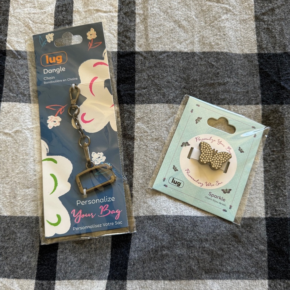 Butterfly sparkle charm and keychain dangle - Brand new in plastic